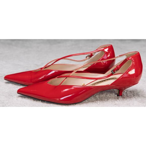 Zara Collection Red Faux Patent Leather Kitten Heels Buckle Womens EU 38 US 7 - Picture 8 of 15